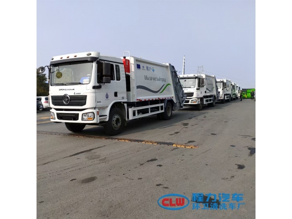 12t Shacman compressed garbage trucks customized for Kazakhstan