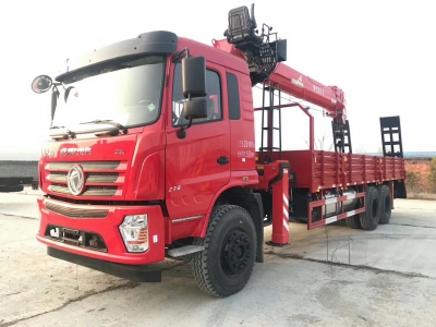 Dongfeng 6x4 crane truck with rear ladder